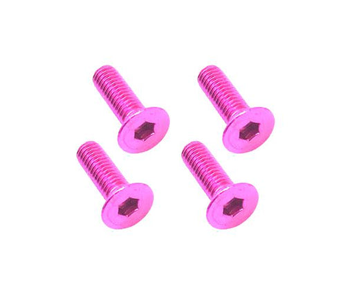 Square R/C M3 x 10mm Aluminum Flat Head Hex Screws (Pink) 4 pcs.