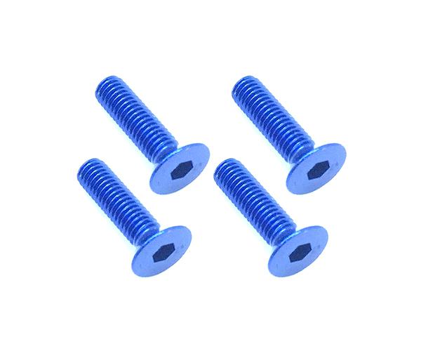 Square R/C M3 x 12mm Aluminum Flat Head Hex Screws (Blue) 4 pcs.