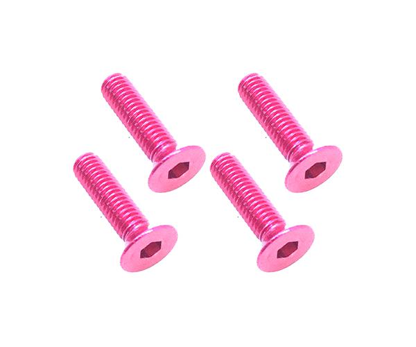 Square R/C M3 x 12mm Aluminum Flat Head Hex Screws (Pink) 4 pcs.