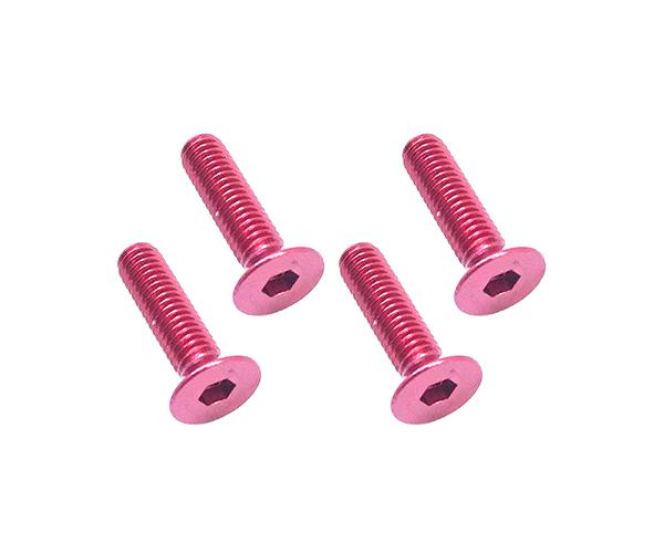 Square R/C M3 x 12mm Aluminum Flat Head Hex Screws (Red) 4 pcs.