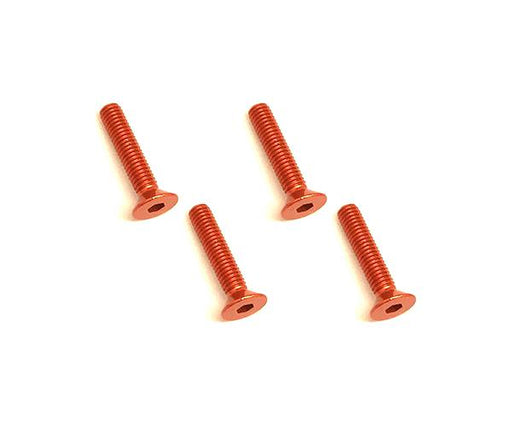 Square R/C M3 x 14mm Aluminum Flat Head Hex Screws (Orange) 4 pcs.