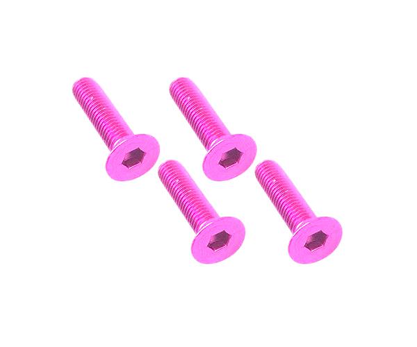 Square R/C M3 x 14mm Aluminum Flat Head Hex Screws (Pink) 4 pcs.