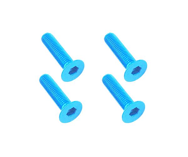 Square R/C M3 x 14mm Aluminum Flat Head Hex Screws (Light Blue) 4 pcs.