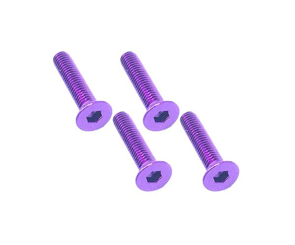 Square R/C M3 x 15mm Aluminum Flat Head Hex Screws (Purple) 4 pcs.