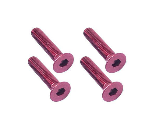 Square R/C M3 x 15mm Aluminum Flat Head Hex Screws (Red) 4 pcs.