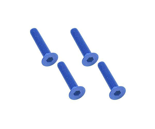 Square R/C M3 x 16mm Aluminum Flat Head Hex Screws (Blue) 4 pcs.