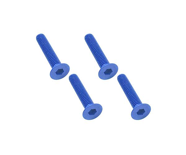 Square R/C M3 x 16mm Aluminum Flat Head Hex Screws (Blue) 4 pcs.