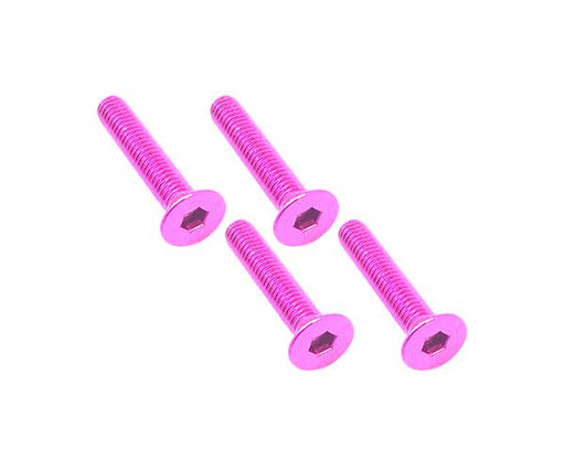 Square R/C M3 x 16mm Aluminum Flat Head Hex Screws (Pink) 4 pcs.