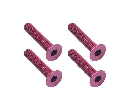 Square R/C M3 x 16mm Aluminum Flat Head Hex Screws (Red) 4 pcs.