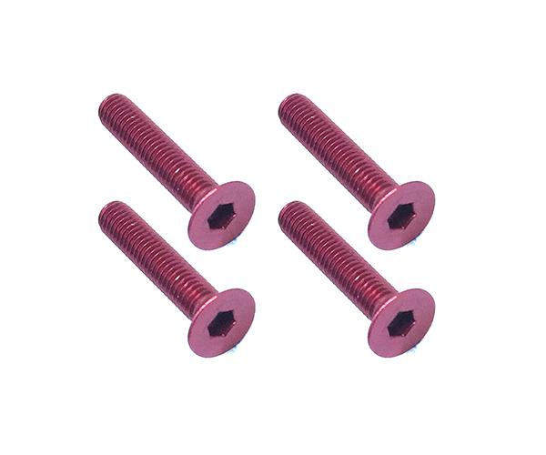 Square R/C M3 x 16mm Aluminum Flat Head Hex Screws (Red) 4 pcs.