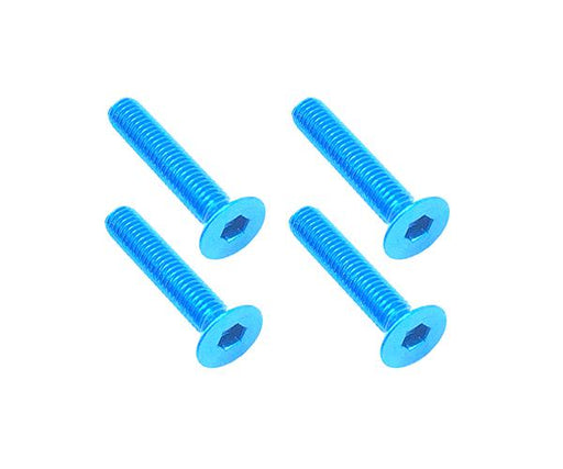 Square R/C M3 x 16mm Aluminum Flat Head Hex Screws (Light Blue) 4 pcs.