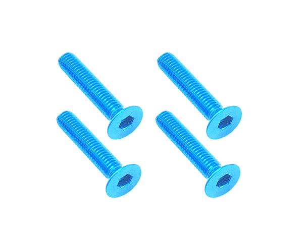 Square R/C M3 x 16mm Aluminum Flat Head Hex Screws (Light Blue) 4 pcs.