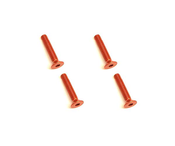 Square R/C M3 x 18mm Aluminum Flat Head Hex Screws (Orange) 4 pcs.