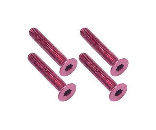 Square R/C M3 x 18mm Aluminum Flat Head Hex Screws (Red) 4 pcs.