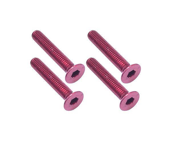 Square R/C M3 x 18mm Aluminum Flat Head Hex Screws (Red) 4 pcs.