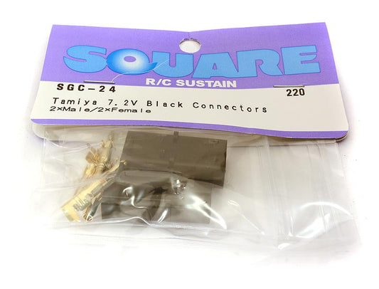 Square R/C Tamiya 7.2V Black Connectors (2x Male/2x Female)