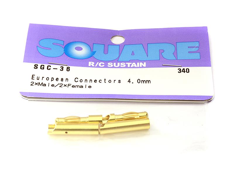 Square R/C European Connectors - 4mm (2x Male/2x Female)