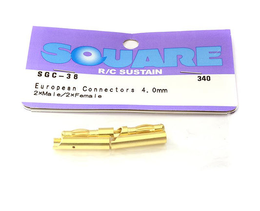 Square R/C European Connectors - 4mm (2x Male/2x Female)