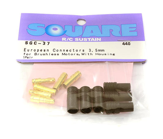 Square R/C European Connectors - 3.5mm for Brushless Motors, with Housing 1 Pair