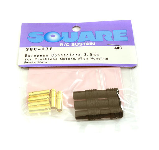 Square R/C European Connectors - 3.5mm (Female) for Brushless Motors, w/ Housing