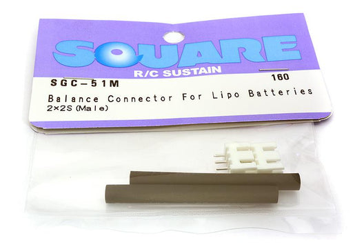 Square R/C Balance Connector for LiPo Batteries, 2x 2S (Male)