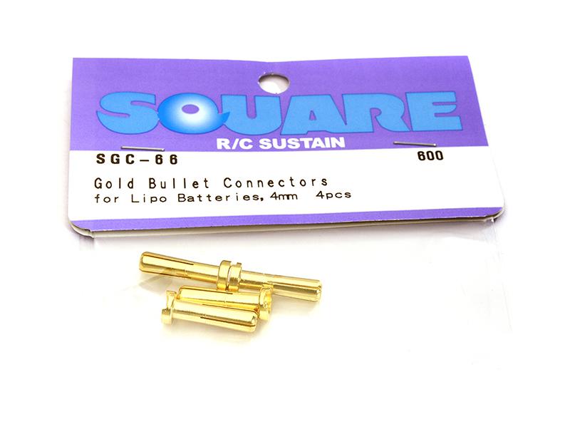 Square R/C Gold Bullet Connectors for LiPo Batteries, 4mm (4 pcs.)