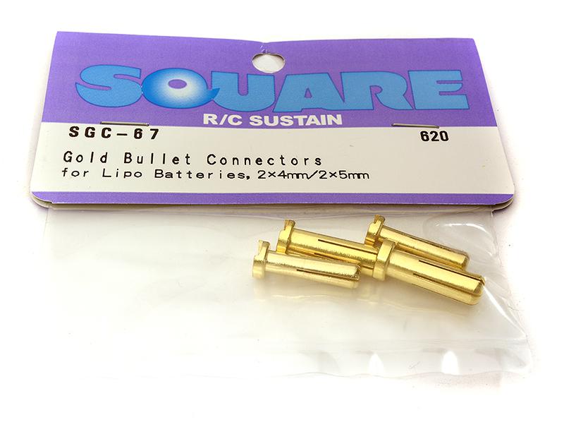 Square R/C Gold Bullet Connectors for LiPo Batteries (2x4mm/2x 5mm)