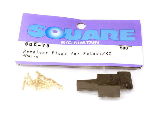 Square R/C Receiver Plugs for Futaba/KO Applications (4 Female Sets)