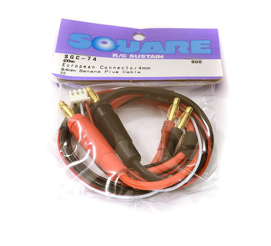 Square R/C European Connector 4mm and 4mm Banana Plug Cable (400mm)