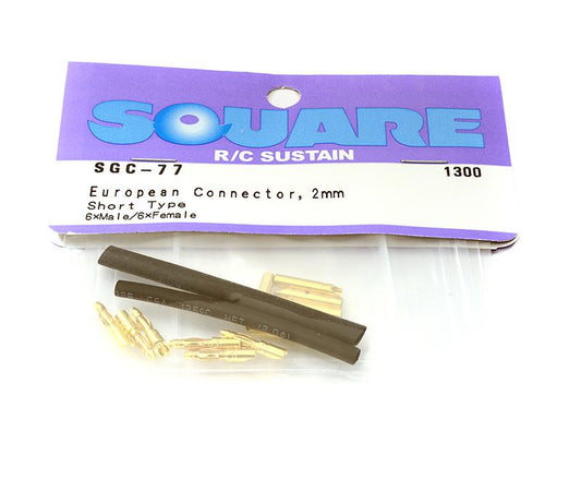 Square R/C European Connectors, 2mm Short (6x Male/6x Female)