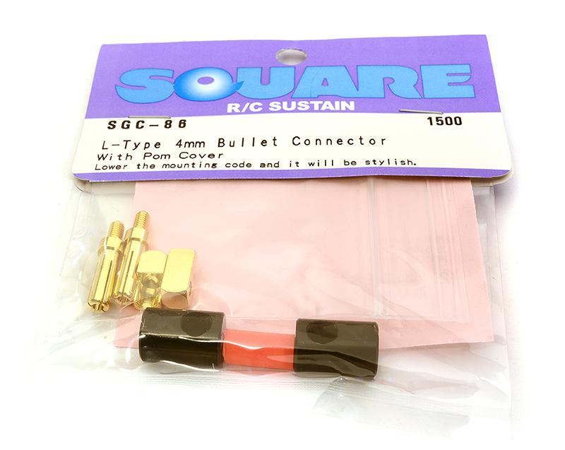 Square R/C L-Type 4mm Bullet Connector with POM Cover (2 pcs.)