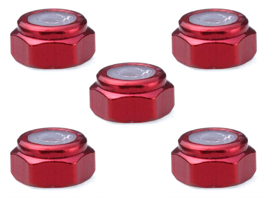 Square R/C 2mm Aluminum Lock Nuts (Red) 5 pcs.