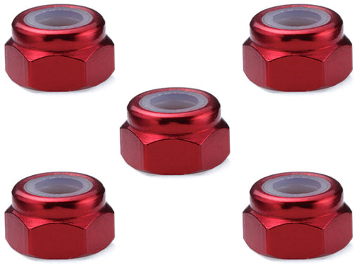 Square R/C 4mm Aluminum Lock Nuts (Red) 5 pcs.