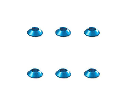 Square R/C M3 Aluminum Washers, Tapered (Light Blue) 6 pcs.