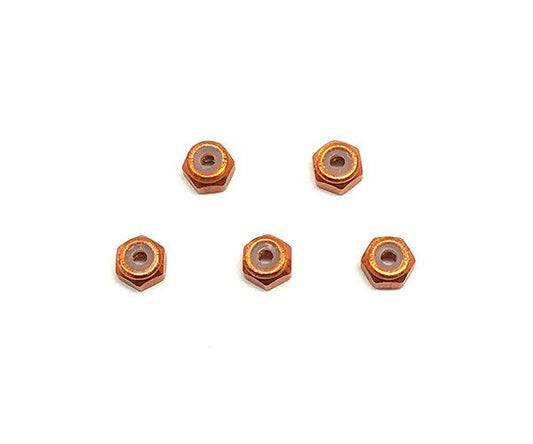 Square R/C 2mm Aluminum Lock Nuts (Orange) 5 pcs.