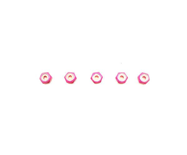 Square R/C 2mm Aluminum Lock Nuts, Thin-type (Pink) 5 pcs.