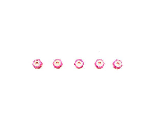 Square R/C 2mm Aluminum Lock Nuts, Thin-type (Pink) 5 pcs.