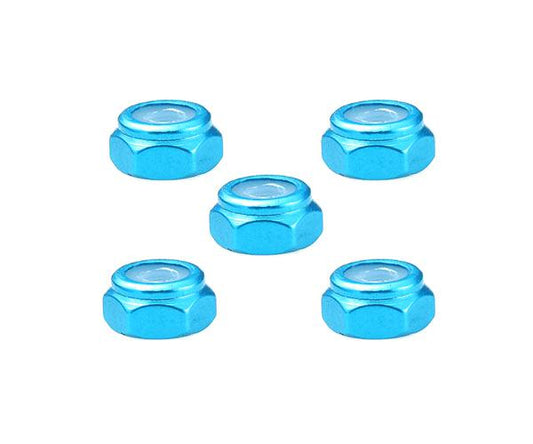 Square R/C 2mm Aluminum Lock Nuts, Thin-type (Light Blue) 5 pcs.