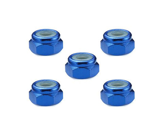 Square R/C 4mm Aluminum Lock Nuts (Blue) 5 pcs.