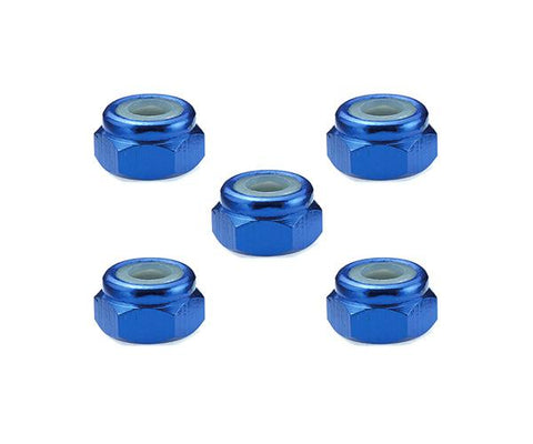 Square R/C 4mm Aluminum Lock Nuts (Blue) 5 pcs.