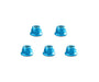 Square R/C 4mm Aluminum Lock Nuts, Flanged (Light Blue) 5 pcs.