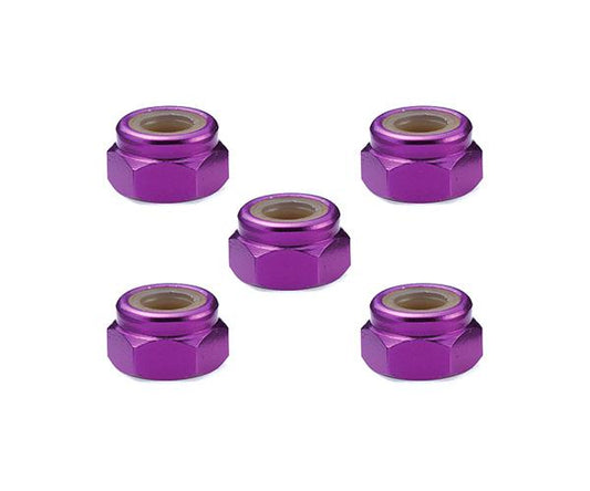 Square R/C 4mm Aluminum Lock Nuts (Purple) 5 pcs.