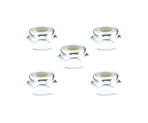 Square R/C 4mm Aluminum Lock Nuts (Silver) 5 pcs.