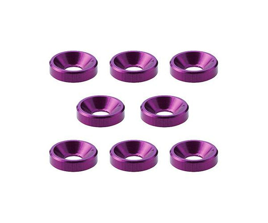 Square R/C M3 Aluminum Countersunk Washers, 8mm OD (Purple) 8 pcs.