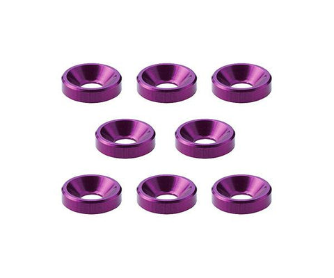 Square R/C M3 Aluminum Countersunk Washers, 8mm OD (Purple) 8 pcs.