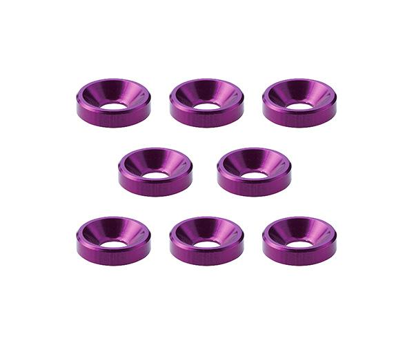 Square R/C M3 Aluminum Countersunk Washers, 8mm OD (Purple) 8 pcs.