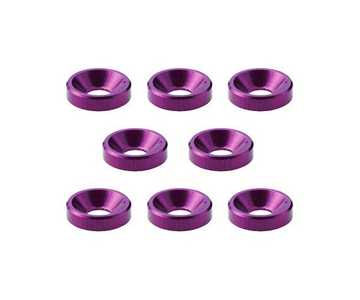 Square R/C M3 Aluminum Countersunk Washers, 8mm OD (Purple) 8 pcs.