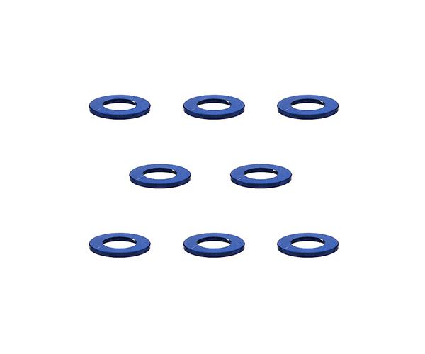 Square R/C M3 Aluminum Ball Stud Washers, 0.5mm Thick (Blue) 8 pcs.