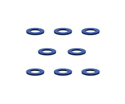Square R/C M3 Aluminum Ball Stud Washers, 0.5mm Thick (Blue) 8 pcs.