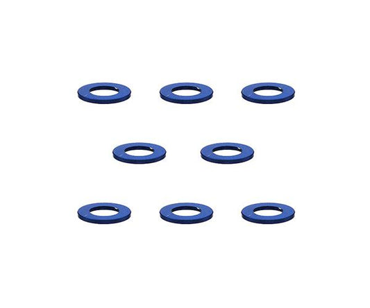 Square R/C M3 Aluminum Ball Stud Washers, 0.5mm Thick (Blue) 8 pcs.